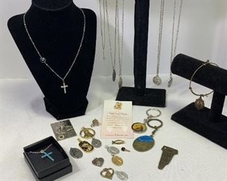 Religious Themed Jewelry, Stainless Steel Necklace, Aqua Cross, Pendants More