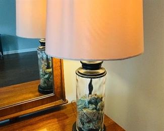 Zambian malachite filled glass lamp