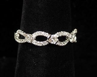 10K White Gold Diamond Ring, Approx 1/2 Carat Total Weight, Size 7

