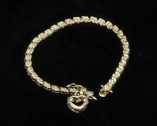 Sterling Silver Diamond Tennis Bracelet, 7" Long, Diamond Approx .15 CTW, Approx 11.86 g Total Weight
