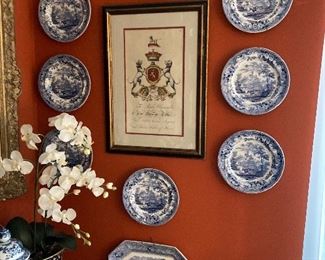 Blue transferware plates