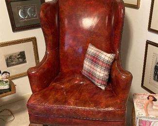 Nice leather wing back chair