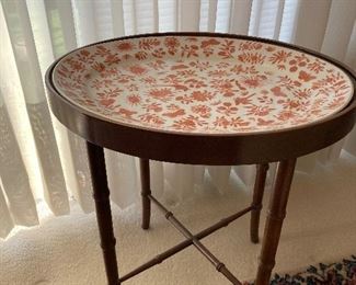 Tray table with large ceramic platter