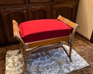 Vintage Rattan Vanity Stool 