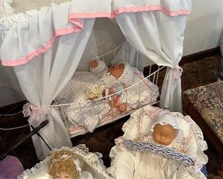 Huge Collection of Dolls/Cribs/doll beds, etc.