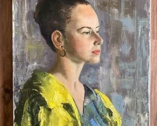 Original Kay Paul painting- Girl in Yellow Jacket  Produced at Jerry Farnsworth Studio Siesta Key, Sarasota FL Circa 1950's