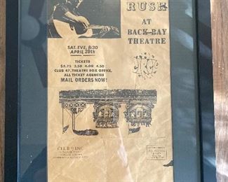Tom Rush last performance at Club 47 at Harvard Square in Boston, MA  1968 -Framed 19"x 13 1/2"  
