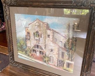 Michael Wade Original framed, Sarasota Herald Building  (Now Sage) 24 1/2" X 28". Purchased from Hartman Gallery