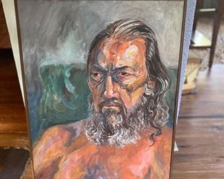 Original painting by "Flo Singer" of beloved partner Floyd Johnson, famed eccentric from Sarasota, FL -22 3/4" X 29" 