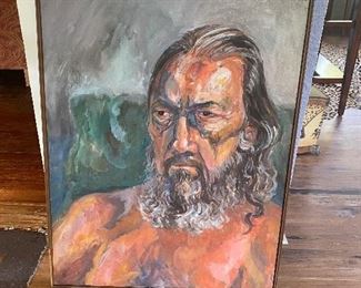 Original painting by "Flo Singer" of beloved partner Floyd Johnson, famed eccentric from Sarasota, FL -22 3/4" X 29" 