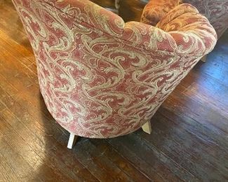 Hollywood Regency style high back fainting chairs. 35" X 36" X 33"