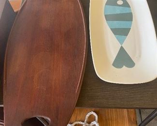 Mid Century Teak Wood Platter, Fish Platter