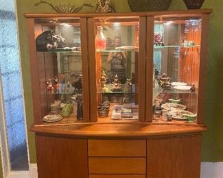 Danish MCM (Mid Century) Teakwood Lighted Cabinet 72" X 64" X 16