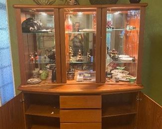 Danish MCM (Mid Century) Teakwood Lighted Cabinet 72" X 64" X 16