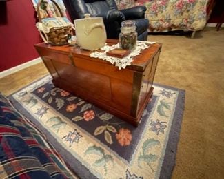 Hook rug and antique chest/trunk