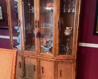 Beautiful lighted china cabinet, lower section has a silver drawer. $500