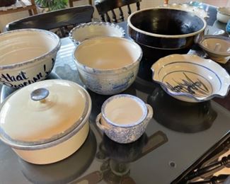 Great splaterware and blue & white serving pieces