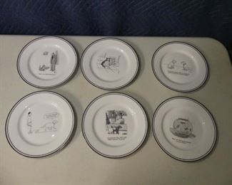 Restoration Hardware/The New Yorker "Bar Cartoons" Set of  Porcelain Cocktail Plates - In Box