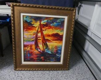 Hand Signed/Numbered/Framed Giclee in Color on Canvas Daniel Wall "Dream Voyage" 