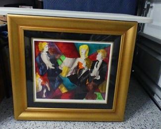 Signed/Numbered/Framed Linda Le Kinff Print "Gaëlle and Her Boys" 