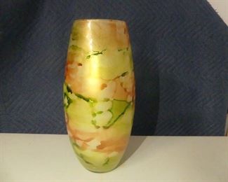 Hand Painted Glass Vase - 4½" Diameter x 15" Tall 