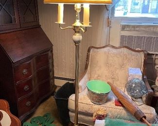 Vtg brass & marble floor lamp