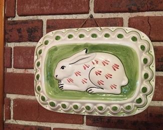 Italian ceramic bunny wall hanging