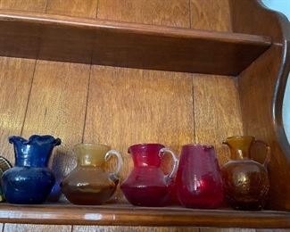 Crackle glass pitchers & vases