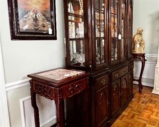 CHINA CABINET WITH MIRRORED BACK AND LIGHTING