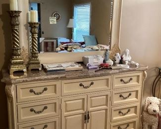 Impressions by Thomasville granite top triple dresser with mirror $250