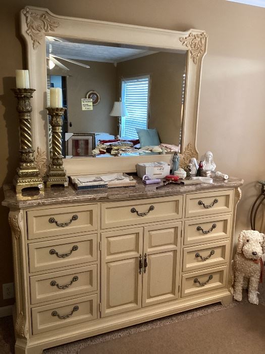 Impressions by Thomasville granite top triple dresser with mirror $250
