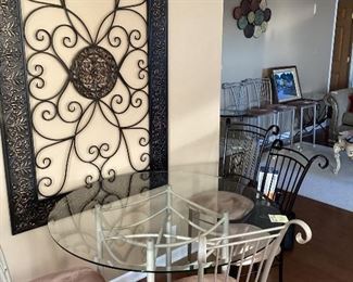 Kitchen table with 2 chairs and 2 additional black chairs $135