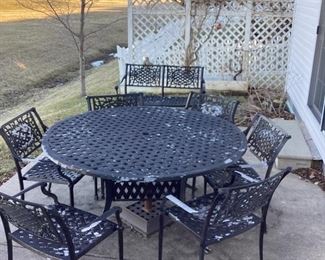 Cast aluminum patio table with 6 chairs $295