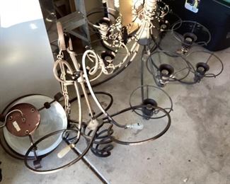 Hanging light fixtures with glass inserts