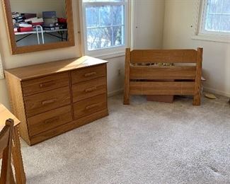 35-1  $1600 7 pc Child’s Bedroom Set -  A Brandt Co Ranch Oak Child’s Bedroom - includes 7 pieces: twin bed headboard work metal frame (dismantled ), hutch with pull down storage cubby/ desk, cabinet underneath (separate piece), angled desk and chair, 6 drawer chest and large mirror, Excellent condition. Measurements: 6 drawer chest 41w 18d 28.5h, hutch/secretary 41w 13d 36.25h, angled desk 41w 32.5d 28.5h plus chair. No scams you will be ignored but reported. Moving sale, sales tax collected unless you are a reseller