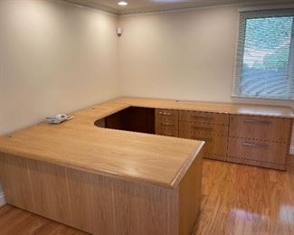 Custom office desk with outside perimeter- 111” x 106” x 78