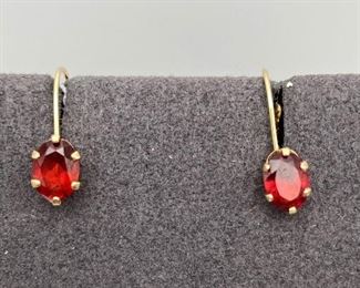 Gold 14K Red Quartz Earrings