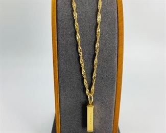  Gold 18K Rope Chain Necklace and Pendant