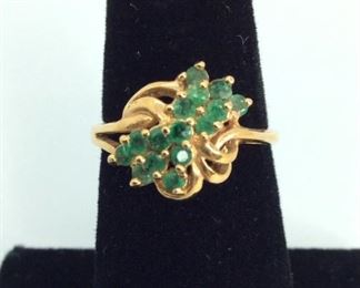 Gold 18K/Silver Emerald Ring