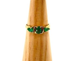  Gold 10K Emerald Ring