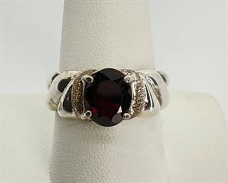 Silver Garnet Ring