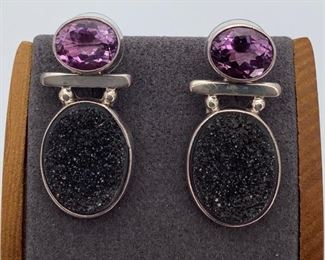 Silver Obsidian Earrings