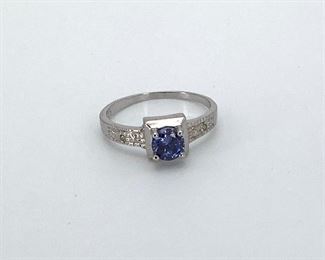  Silver Tanzanite and Diamond Ring