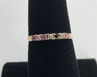 Gold 10K Diamond and Ruby Ring

