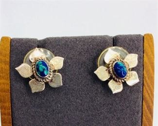 Silver Arctic Opal Earrings
