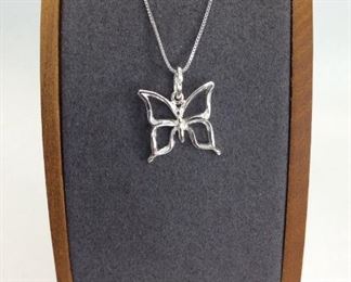  Silver Necklace with Butterfly Pendant