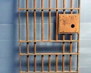 Authentic 1800s Leavenworth Steel Jail House Door, 82" x 25.25"