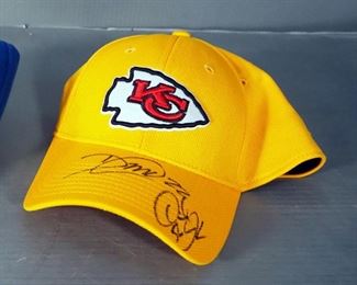 Chiefs Autographed Fitted Ball Cap, Signed By Both Dexter McCluster #22 & Quentin Carver #52, And Autographed KU Jayhawks Fitted Baseball Cap, Autogra