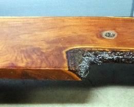 Live Edge Plank Coffee Table With Acrylic Finish, 15" x 78" x 22"