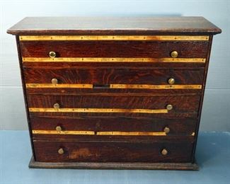 Antique 5-Drawer Pharmaceutical File Cabinet, 24" x 20" x 8"